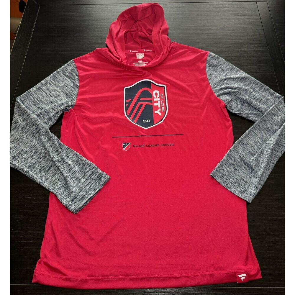 Fanatics Men’s Size M St. Louis FC Long Sleeve Hooded Pullover MLS Warm Fall
